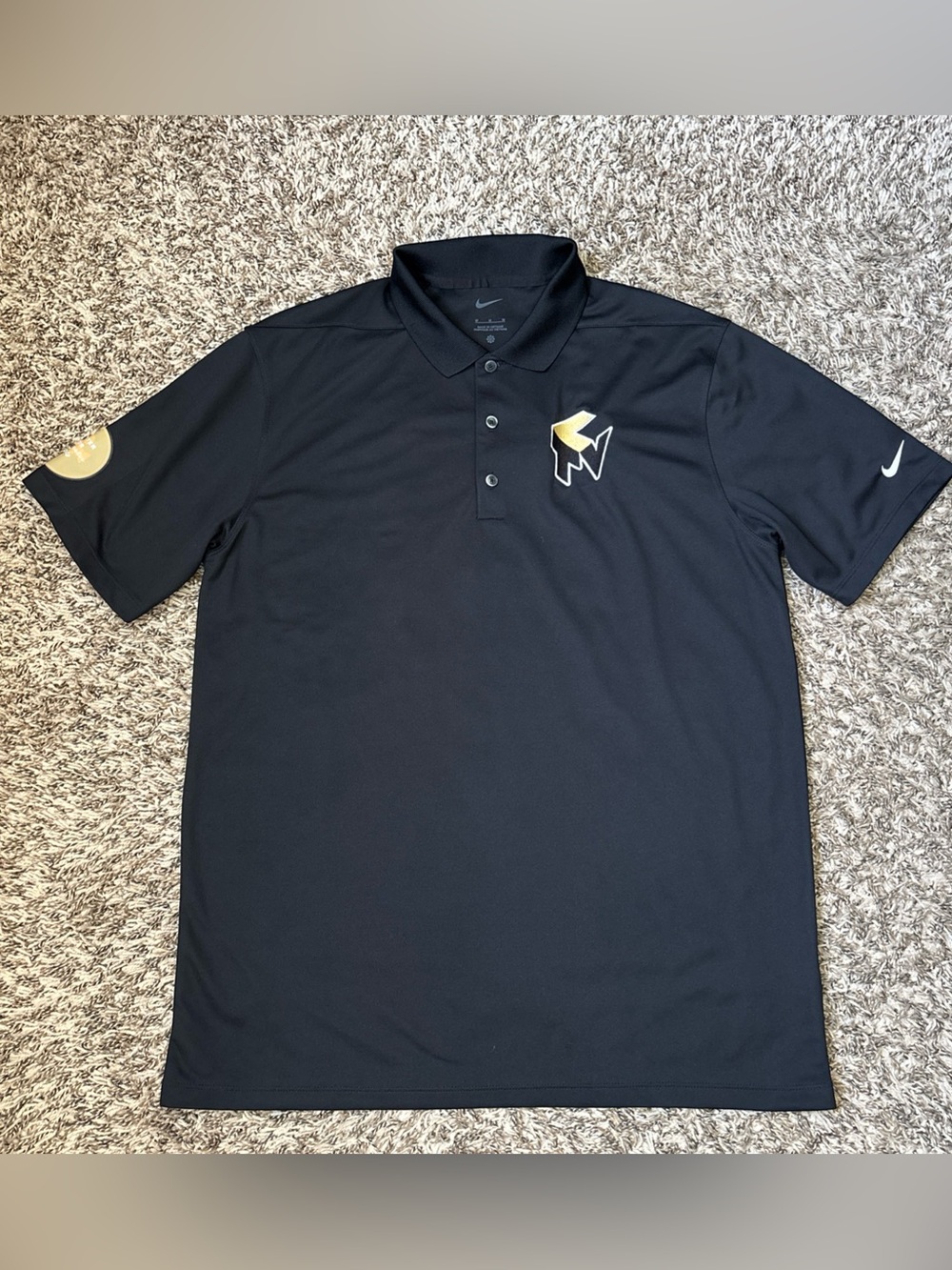 Nike Men’s Dri Fit Center For Cinematic Arts Logo, Black Polo Shirt, Medium